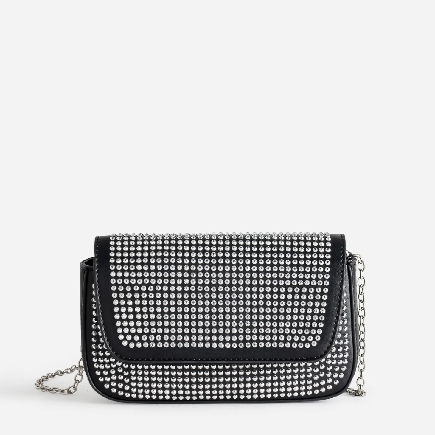 Sac à main TEXTO noir décor strass