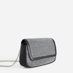 Sac à main TEXTO noir décor strass