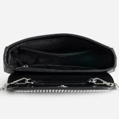 Sac à main TEXTO noir décor strass