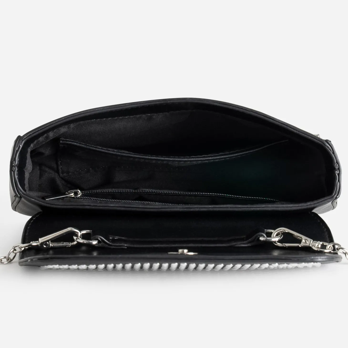 Sac à main TEXTO noir décor strass