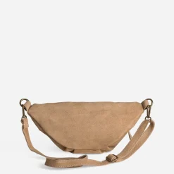 Sac banane TEXTO beige cuir velours