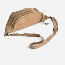 Sac banane TEXTO beige cuir velours