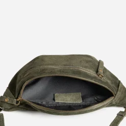 Sac banane TEXTO kaki cuir velours