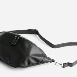 Sac banane TEXTO noir zip argenté