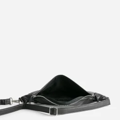Sac banane TEXTO noir zip argenté