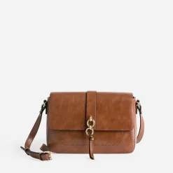 Sac bandoulière cognac avec double anneaux