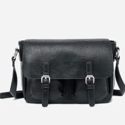 Sac bandoulière noir à double boucle