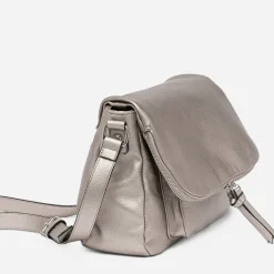 Sac besace bronze nacré avec rabat zippé