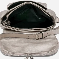 Sac besace bronze nacré avec rabat zippé