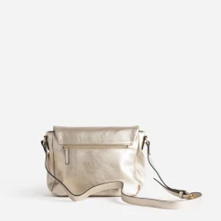 Sac besace doré avec rabat zippé