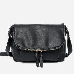 Sac besace noir avec rabat zippé