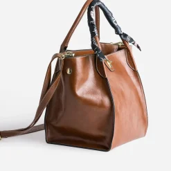 Sac cabas cognac décor foulard
