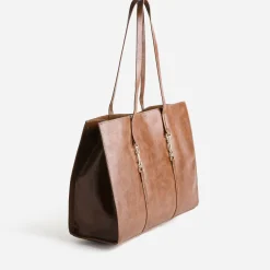 Sac cabas cognac détails bijou