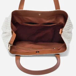 Sac cabas paille beige effet tressé