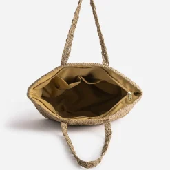 Sac cabas TEXTO beige en raphia