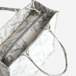 Sac cabas TEXTO beige jacquard motif floral