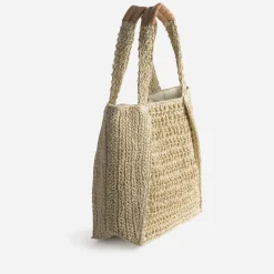 Sac cabas TEXTO beige paille tressée