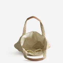 Sac cabas TEXTO beige paille tressée