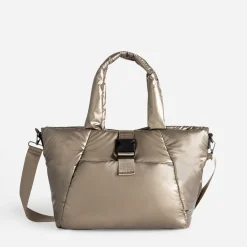 Sac cabas TEXTO bronze nylon matelassé