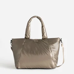 Sac cabas TEXTO bronze nylon matelassé