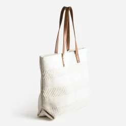 Sac cabas TEXTO écru textile tissé