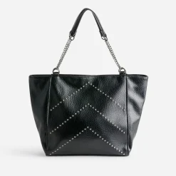 Sac cabas TEXTO noir décor clous