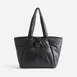 Sac cabas TEXTO noir nylon matelassé