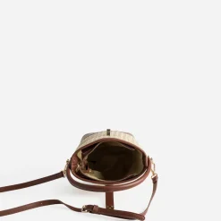 Sac seau beige paille papier et camel