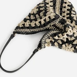 Sac TEXTO beige et noir tressé