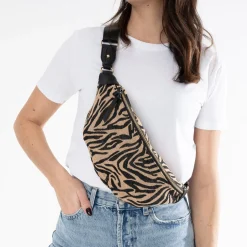 Sac-banane TEXTO beige foncé motif zèbre