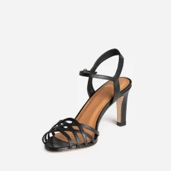Sandale à talon noire cuir