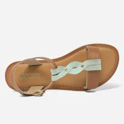 Sandale 3 en 1 camel en cuir à bride amovible