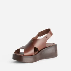 Sandale à plateforme TEXTO camel cuir