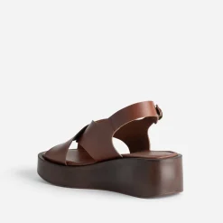 Sandale à plateforme TEXTO camel cuir