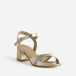 Sandale à talon dorée cuir