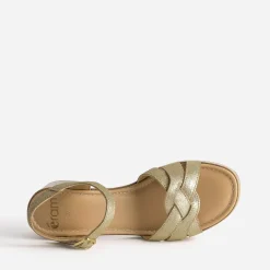 Sandale à talon dorée cuir velours