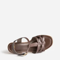 Sandale à talon marron cuir