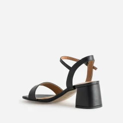Sandale à talon noire cuir