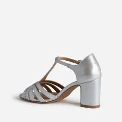 Sandale argentée à talon