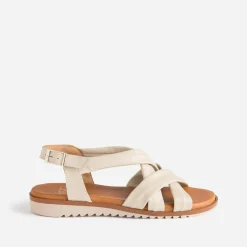 Sandale beige clair en cuir souple éco-conçu