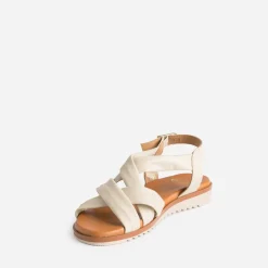 Sandale beige clair en cuir souple éco-conçu