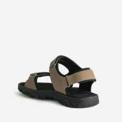 Sandale beige foncé à scratchs