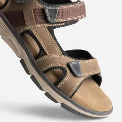 Sandale beige foncé cuir à scratchs