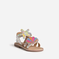 Sandale BUGGY argentée cuir patchs amovibles