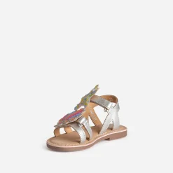 Sandale BUGGY argentée cuir patchs amovibles