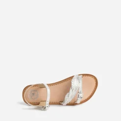 Sandale BUGGY argentée en cuir velours avec plumes