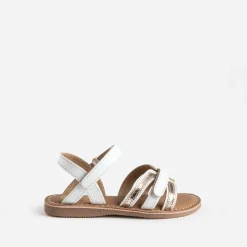Sandale BUGGY blanche et dorée en cuir
