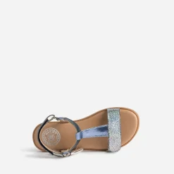 Sandale BUGGY bleu métallisé en cuir