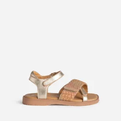 Sandale BUGGY dorée cuir bride tressée