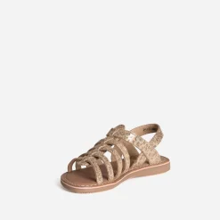 Sandale BUGGY dorée cuir effet léopard